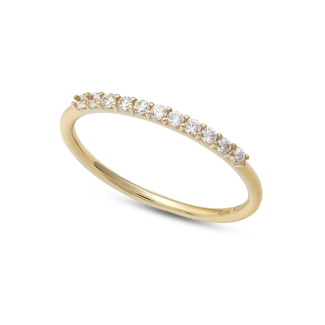 AAZ 105 Anello Veretta donna Ambrosia Gioielli in Oro Giallo 18kt e Zirconi Bianchi