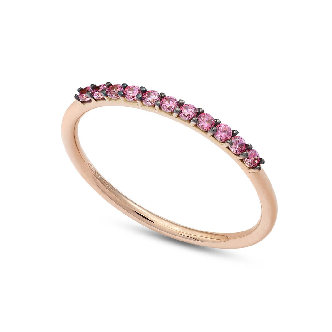 AAZ 116 Anello Veretta donna Ambrosia Gioielli in Oro Rosè 18kt e Zirconi colore Rosa