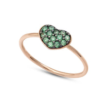 Carica l&#39;immagine nel visualizzatore di Gallery, AAZ 126 Anello donna Ambrosia Gioielli a forma di Cuore in Oro Rosè 18kt e Zirconi Verdi
