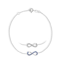 Carica l&#39;immagine nel visualizzatore di Gallery, ABZ 135 Bracciale da Donna Ambrosia Gioielli con Infinito in Oro Bianco e Zirconi Bianchi e blu
