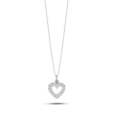 Carica l&#39;immagine nel visualizzatore di Gallery, AGZ 303 Collana da Donna Ambrosia Gioielli a forma di Cuore in Oro Bianco 18kt e Zirconi
