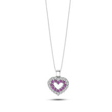 Carica l&#39;immagine nel visualizzatore di Gallery, AGZ 307 Collana da Donna Ambrosia Gioielli a forma di Cuore in Oro Bianco 18kt e Zirconi bianchi e rossi
