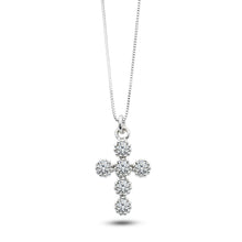 Carica l&#39;immagine nel visualizzatore di Gallery, AGZ 362 Collana da Donna Ambrosia Gioielli con Croce Media in Oro Bianco 18kt e Zirconi

