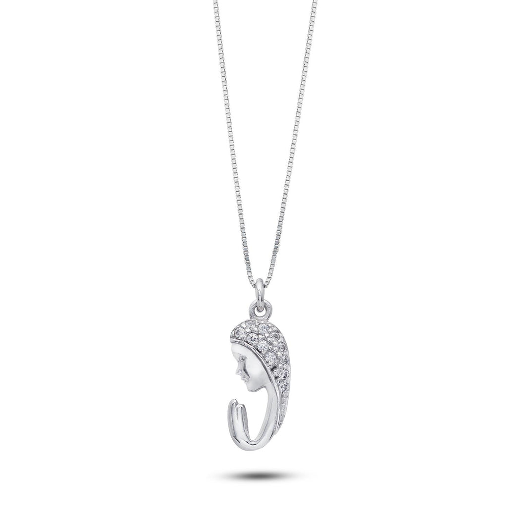 AGZ 387 Collana da Donna Ambrosia Gioielli a forma di Madonnina in Oro 18kt e Zirconi