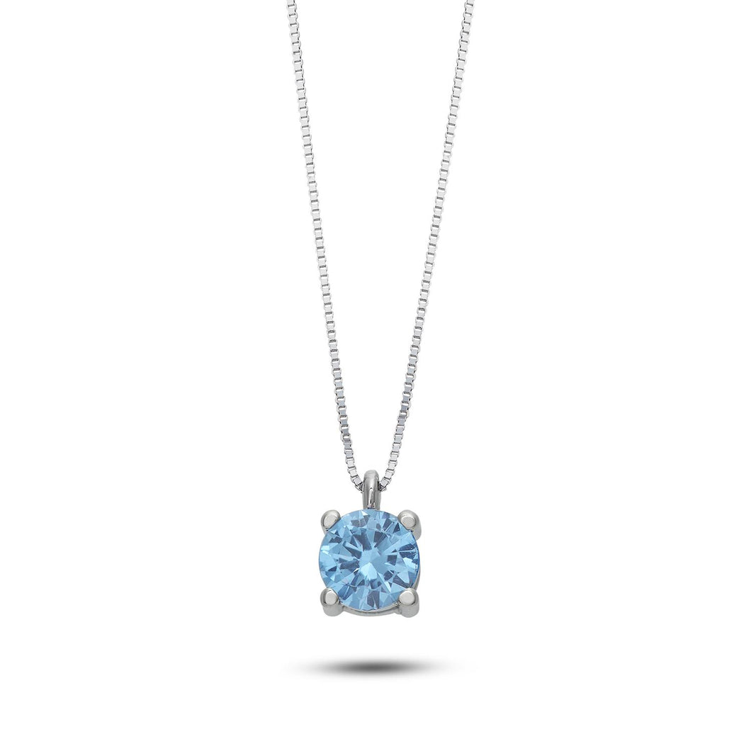 AGZ 392 Collana a Punto Luce da Donna Ambrosia Gioielli in Oro 18kt e Zircone Azzurro da 4mm