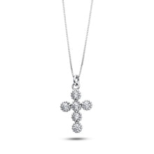 Carica l&#39;immagine nel visualizzatore di Gallery, AGZ 396 Collana da Donna Ambrosia Gioielli con Croce Piccola in Oro Bianco 18kt e Zirconi
