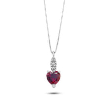 Carica l&#39;immagine nel visualizzatore di Gallery, AGZ 404 Collana da Donna Ambrosia Gioielli in Oro Bianco 18kt Zirconi Bianchi e Rosso a forma di Cuore
