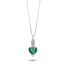 Carica l&#39;immagine nel visualizzatore di Gallery, AGZ 405 Collana da Donna Ambrosia Gioielli in Oro Bianco 18kt Zirconi Bianchi e verde a forma di Cuore
