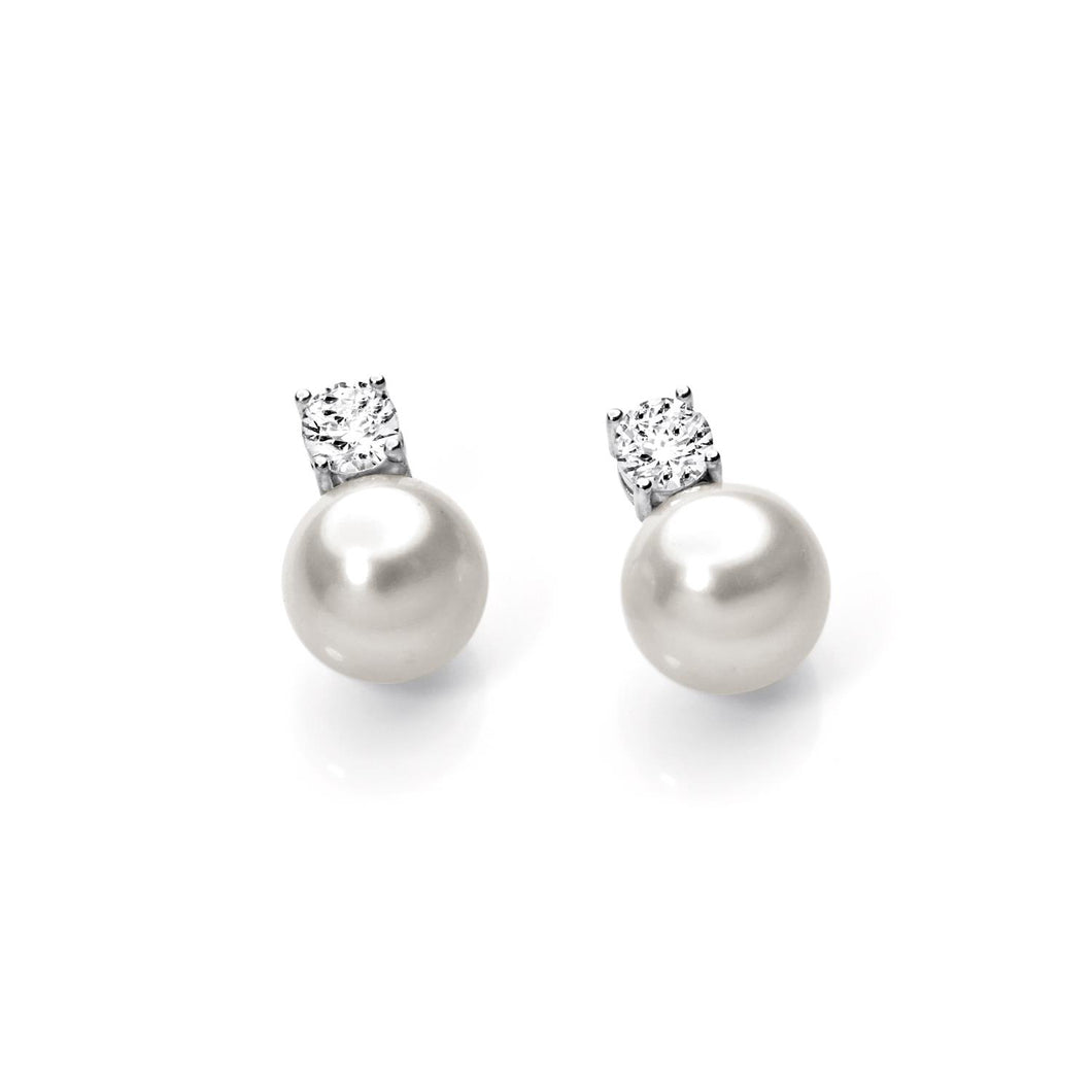 AOP 075 Orecchini Donna Ambrosia Gioielli in Oro Bianco 18kt Perle e Zirconi