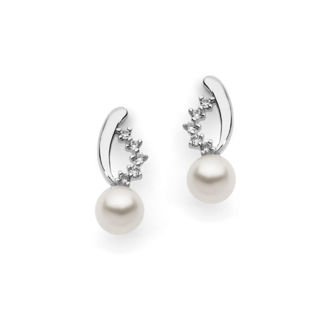 AOP 103 Orecchini da Donna Ambrosia Gioielli in Oro 750‰ con Perle e Zirconi