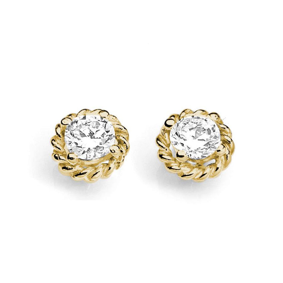 AOZ 166 G Orecchini a punto luce Donna Ambrosia Gioielli in Oro Giallo e Zirconi da 3,5mm