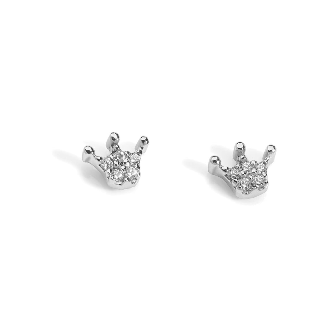 AOZ 275 Orecchini da Donna Ambrosia Gioielli a forma di Corona in Oro Bianco 18kt e Zirconi Bianchi