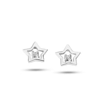 Carica l&#39;immagine nel visualizzatore di Gallery, AOZ 336 Orecchini da Donna Ambrosia Gioielli a forma di Stelle in Oro Bianco 18kt e Zirconi
