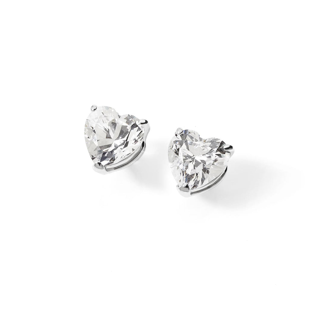 AOZ 340 Orecchini Donna Ambrosia Gioielli con Zirconi Bianchi a forma di Cuore in Oro Bianco 18kt