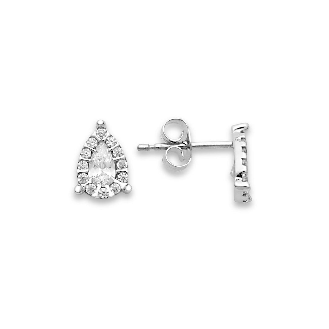 AOZ 438 Orecchini Ambrosia Gioielli in Oro 18kt a forma di goccia con Zirconi Bianchi