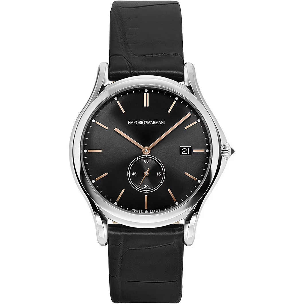 EMPORIO ARMANI Swiss Made ARS1013 - Orologio Uomo in Pelle Nera