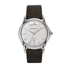 Carica l&#39;immagine nel visualizzatore di Gallery, EMPORIO ARMANI Swiss Made ARS3502 - Orologio Meccanico Uomo day-date in Pelle
