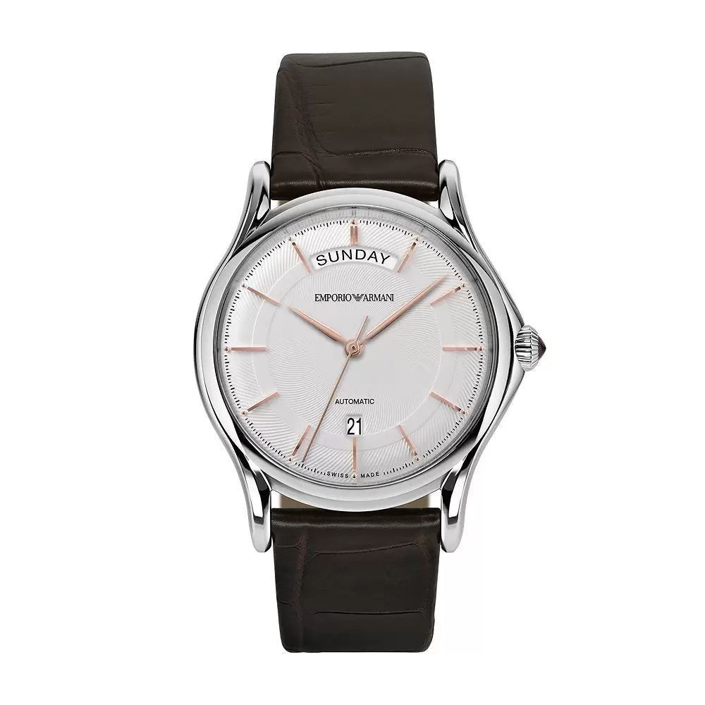 EMPORIO ARMANI Swiss Made ARS3502 - Orologio Meccanico Uomo day-date in Pelle