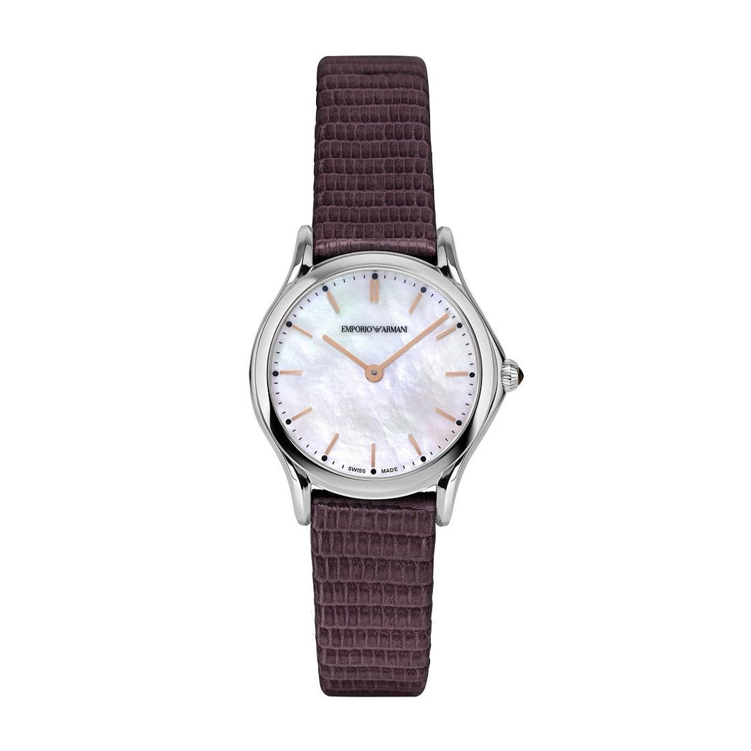 EMPORIO ARMANI Swiss Made ARS7015 - Orologio Donna in Madreperla e Pelle Viola