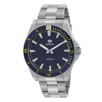 Orologio sportivo da uomo Marea watches solo tempo in acciaio con quadrante blu