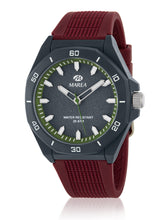 Carica l&#39;immagine nel visualizzatore di Gallery, Orologio sportivo con cassa in plastica Grigia e cinturino in silicone color vinaccia con dettagli di colore verde
