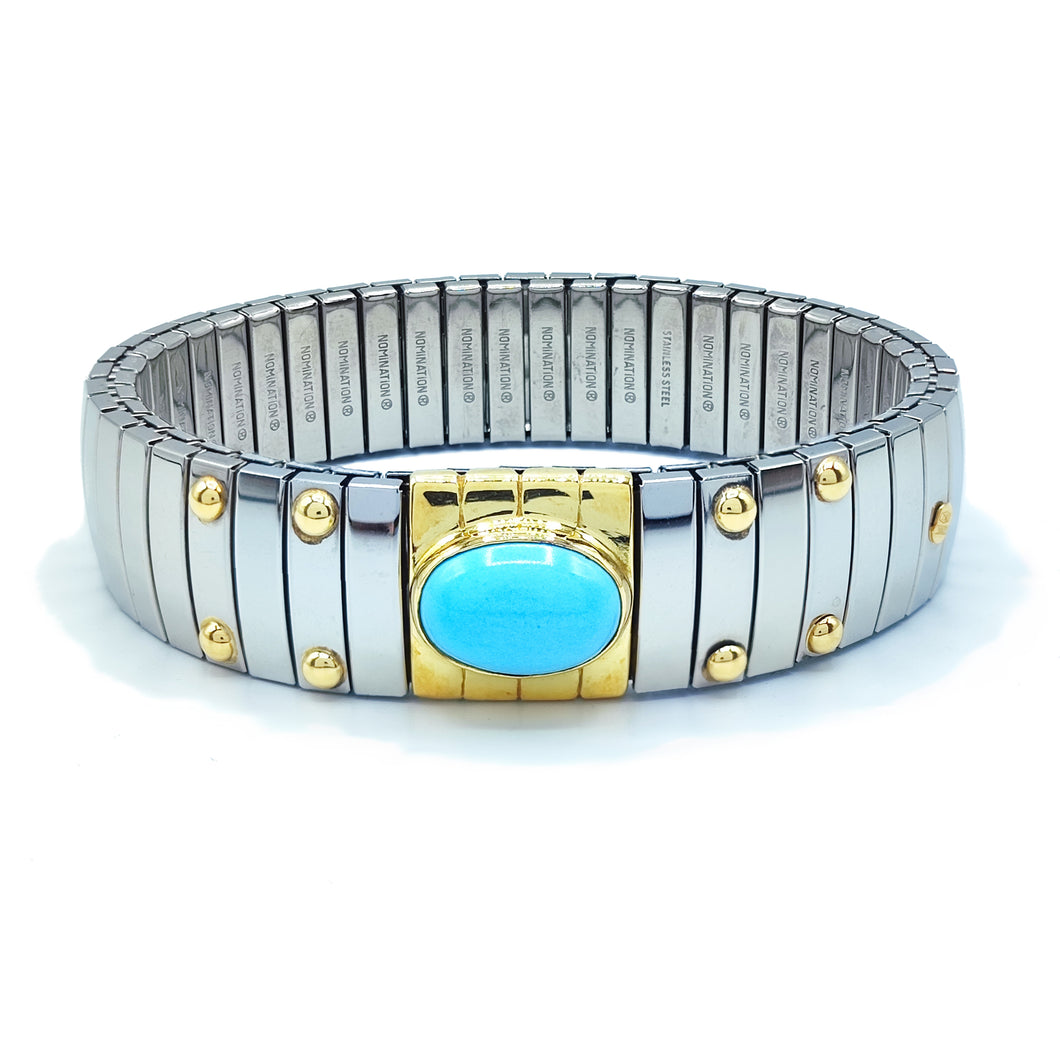 BXP/401 Nomination Bracciale Estensibile Donna in Acciaio e Oro 18KT con turchese