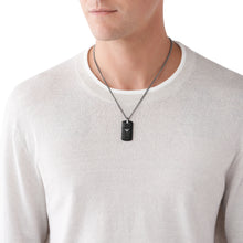 Carica l&#39;immagine nel visualizzatore di Gallery, EGS2781060 EMPORIO ARMANI Gioielli - Collana da uomo con Piastrina in Acciaio brunito e Pelle

