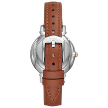 Carica l&#39;immagine nel visualizzatore di Gallery, orologio donna modello slim in pelle marrone e quadrante blu, retro
