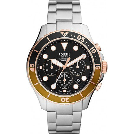 FOSSIL FS5768 Orologio Cronografo Uomo Acciaio Quadrante Nero - Fb-02