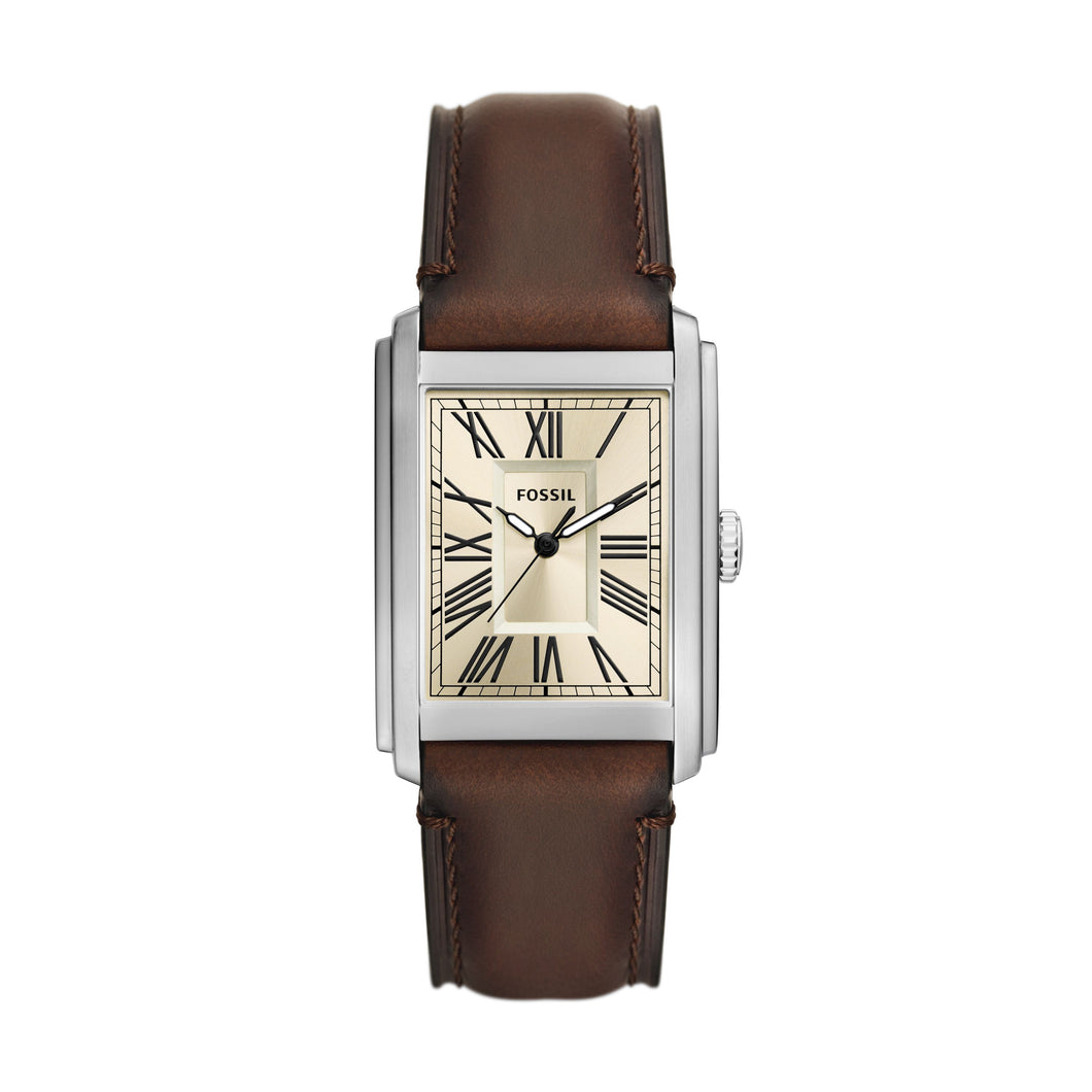 FOSSIL FS6012 Orologio Uomo Rettangolare in Pelle Marrone - Carraway