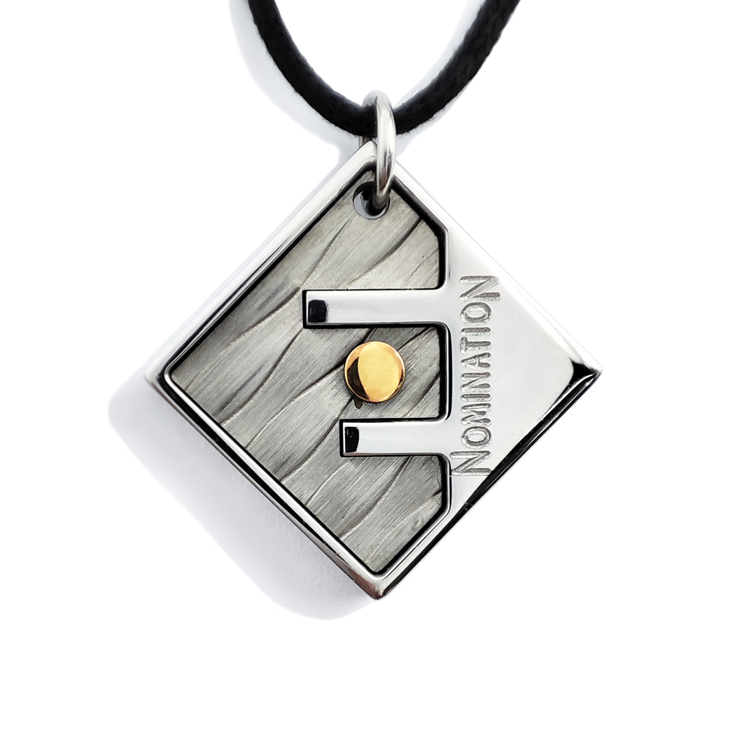GPAA/020 Nomination Pendente Groove Quadrato uomo in Acciaio e oro 18Kt