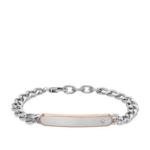 Carica l&#39;immagine nel visualizzatore di Gallery, Fossil JF04395998 Bracciale Uomo in Acciaio a Catena con Piastrina - Classic jewelry
