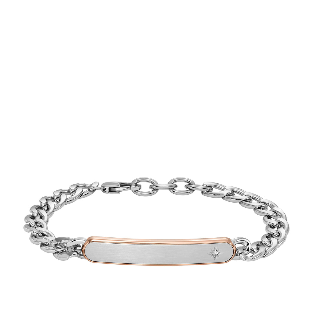 Fossil JF04395998 Bracciale Uomo in Acciaio a Catena con Piastrina - Classic jewelry