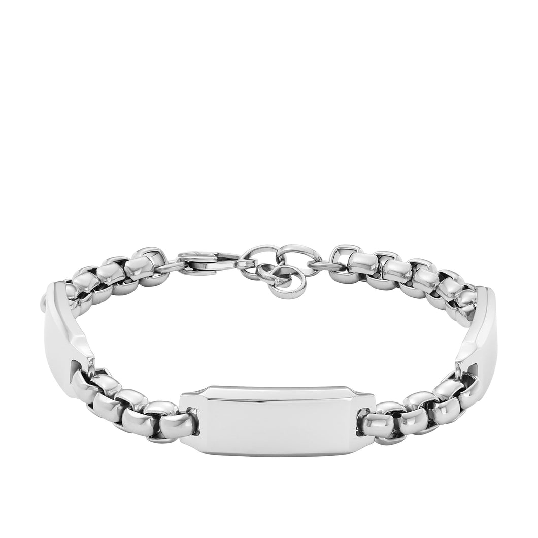 Fossil JF04400040 Bracciale Uomo in Acciaio a Catena con piastrine - DREW