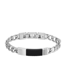 Carica l&#39;immagine nel visualizzatore di Gallery, Fossil JF04411040 Bracciale Uomo in Acciaio a Catena con Piastrina - TEXTURED PLAQUE
