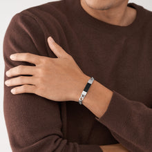Carica l&#39;immagine nel visualizzatore di Gallery, Fossil JF04411040 Bracciale Uomo in Acciaio a Catena con Piastrina - TEXTURED PLAQUE
