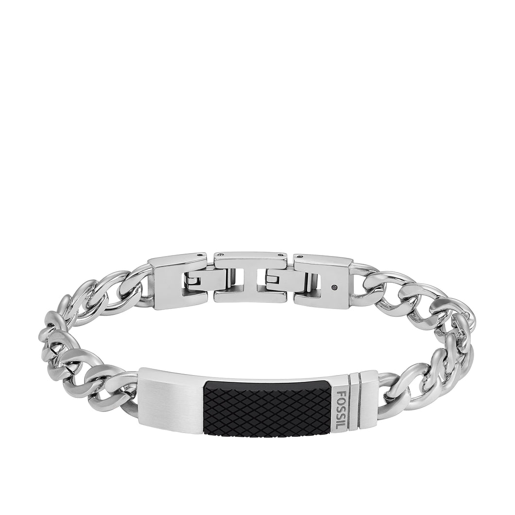 Fossil JF04411040 Bracciale Uomo in Acciaio a Catena con Piastrina - TEXTURED PLAQUE