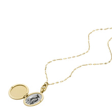 Carica l&#39;immagine nel visualizzatore di Gallery, Fossil JF04426710 Collana Donna con pendente Ovale con Scrigno in Acciaio Dorato con Cristalli
