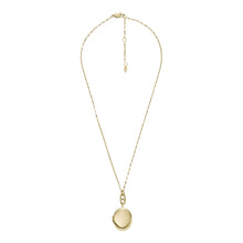 Carica l&#39;immagine nel visualizzatore di Gallery, Fossil JF04426710 Collana Donna con pendente Ovale con Scrigno in Acciaio Dorato con Cristalli
