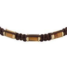 Carica l&#39;immagine nel visualizzatore di Gallery, Fossil JF04471710 Bracciale da Uomo a filo intrecciato con Occhio di tigre
