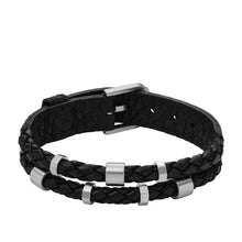 Carica l&#39;immagine nel visualizzatore di Gallery, Fossil JF04473040 Bracciale Uomo a cinturino in pelle nera - Leather Essentials
