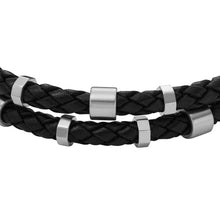 Carica l&#39;immagine nel visualizzatore di Gallery, Fossil JF04473040 Bracciale Uomo a cinturino in pelle nera - Leather Essentials
