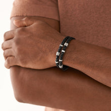 Carica l&#39;immagine nel visualizzatore di Gallery, Fossil JF04473040 Bracciale Uomo a cinturino in pelle nera - Leather Essentials
