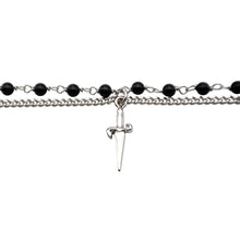 Carica l&#39;immagine nel visualizzatore di Gallery, JPBR0744B CESARE PACIOTTI Jewels Rosario a Bracciale con Spadino a due fili in Argento 925 e Onice

