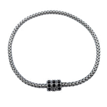 Carica l&#39;immagine nel visualizzatore di Gallery, JPBR0756B CESARE PACIOTTI Jewels Bracciale Elastico da Donna in Argento 925 e Zirconi Neri
