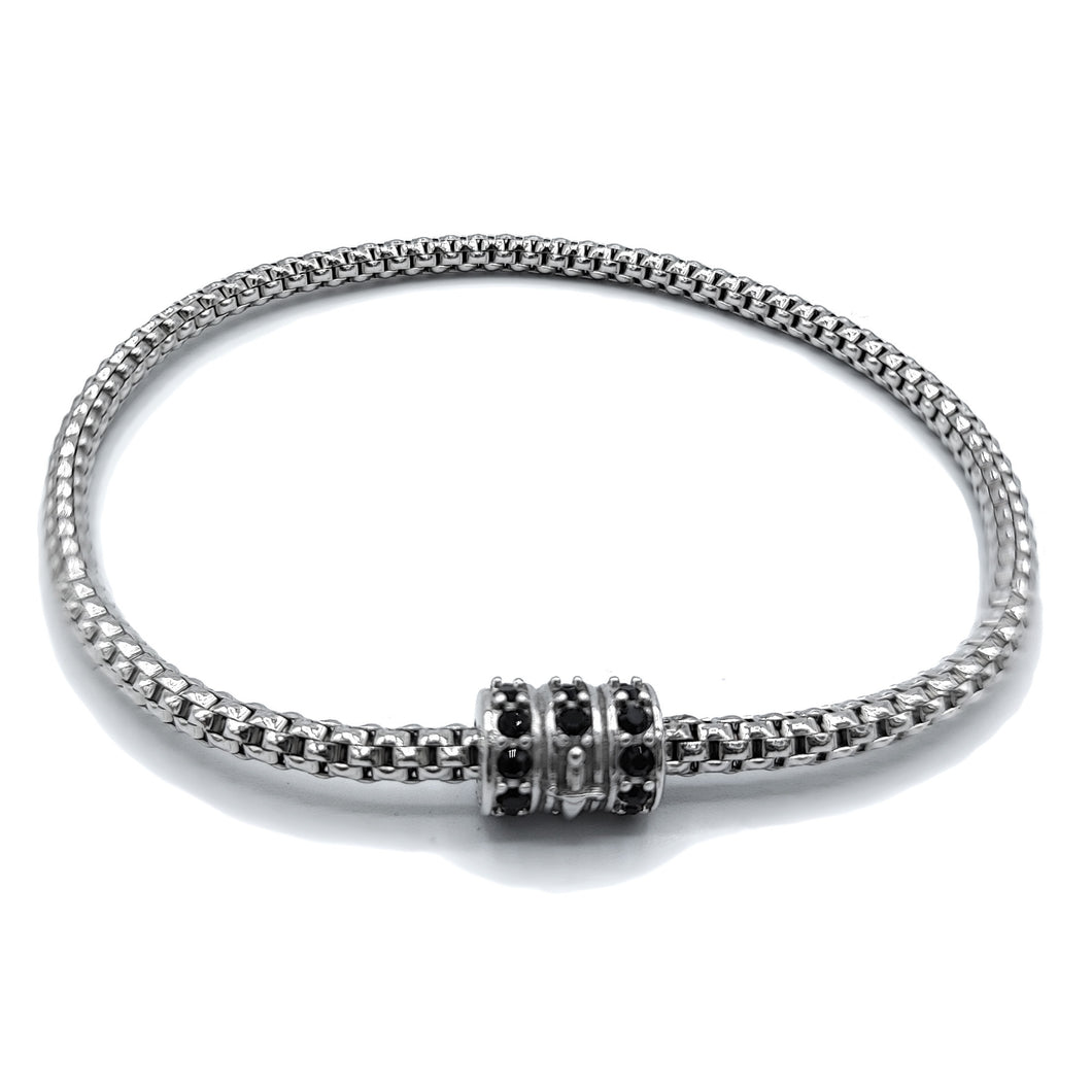 JPBR0756B CESARE PACIOTTI Jewels Bracciale Elastico da Donna in Argento 925 e Zirconi Neri