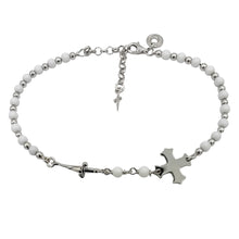 Carica l&#39;immagine nel visualizzatore di Gallery, JPBR0843B CESARE PACIOTTI Jewels Rosario a Bracciale con Spadino e Croce in Argento 925 e Agata Bianca

