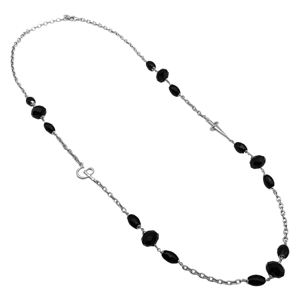 JPCL0725B CESARE PACIOTTI Jewels Collana Lunga da Donna in Argento 925 e Cristalli Neri