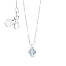 Carica l&#39;immagine nel visualizzatore di Gallery, collana in oro bianco 9kt con pendente di pietra acquamarina a forma di cuore e diamante di comete gioielli
