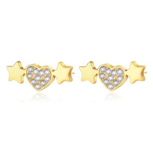 Carica l&#39;immagine nel visualizzatore di Gallery, SAR31 Orecchini S&#39;agapò AURORA in acciaio PVD Oro con cuore e stelle e cristalli crystal
